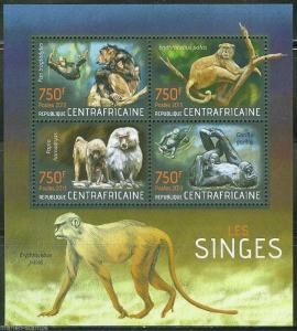 CENTRAL AFRICA 2013 MONKEYS  SHEET  MINT NH