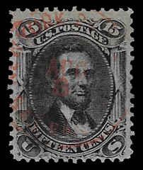 U.S. #98 Used VVLH; 15c Lincoln - F Grill (1868)