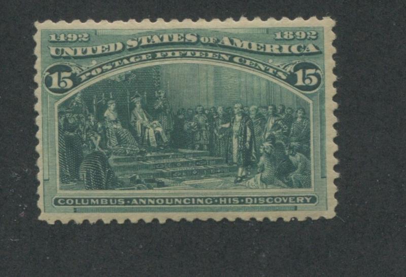 1893 US Stamp #238 15c Mint Hinged F/VF Original Gum Catalogue Value $200 