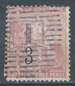 Cape Of Good Hope #31 Used 3p Hope & Symbols of Colony w/o Frame Line Surch...