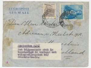 Crash mail cover Brazil - Netherlands 1952 Frankfurt Germany - Nierinck 520322 