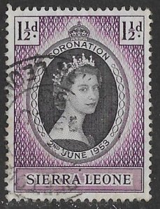Sierra Leone # 194  QEII Coronation - 1953    (1) VF used