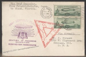 USA 1933 Graf Zeppelin Si241C Century of Progress C18 Cover Miami Friedri 103366