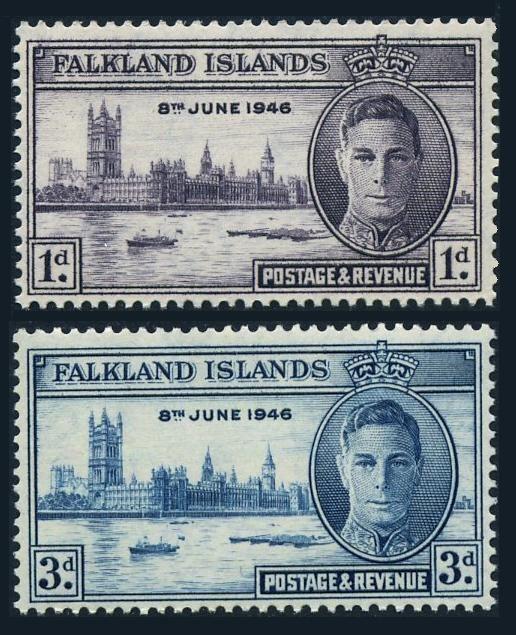 Falkland Isls 97-98,MNH.Michel 94-95. Peace issue 1946.George VI,London.