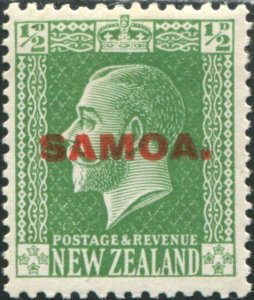 Samoa 1916 SG134 ½d yellow-green KGV with SAMOA. ovpt MLH