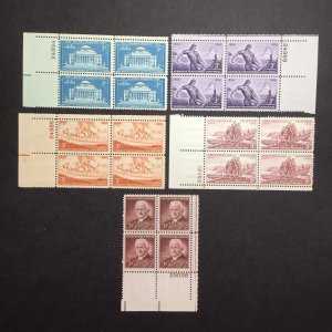 US, 1029 / 1063, COMPLETE YEAR 1954, MINT NH, VF, PLATE BLOCKS