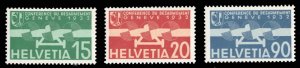 Switzerland #C16-18 Cat$22.50, 1932 Airpost, set of three, never hinged