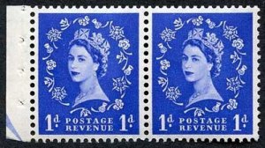 SB22 QEII 1d Wmk Tudor Booklet Pane of Two Perf Type I (1/2v) U/M Good Perfs