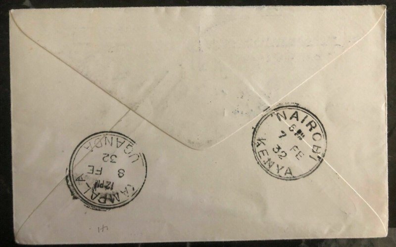 1932 Windhoek South West Africa First Flight Cover FFC To Port Bell Uganda