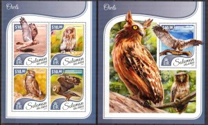 Solomon Islands 2017 Birds Owls I sheet +S/S MNH