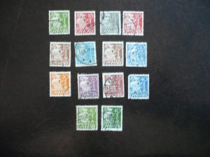 Stamps - Denmark - Scott# 192-194,196-197,234-238J - Used Part Set of 14 Stamps