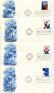 2799-02 Christmas 1993 Contemporary Self-adhesive four ArtCraft FDCs