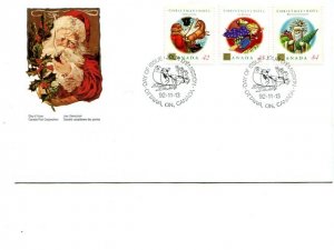 Canada  1992  X-Mas set on unaddressed FDC  -  Lakeshore Philatelics