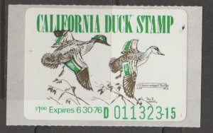 U.S. Scott Scott #5a California -Waxy Paper No Line- Duck Stamp - Mint NH Single