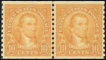 # 603 Mint Never Hinged Line Pair Orange Monroe