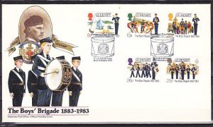 Guernsey, Scott cat. 255-259. Boy`s Brigade issue. First Day Cover. ^