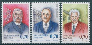 Luxembourg 2017 MNH Personalities Pierre Frieden Tony Bourg 3v Set People Stamps