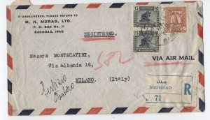 1946 Iraq registered airmail cover to Italy [6521.3]