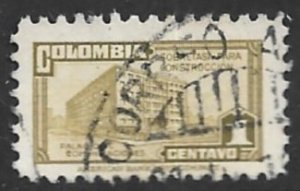 COLOMBIA 1947 1c Olive Bister POSTAL TAX STAMP Sc RA33 VFU