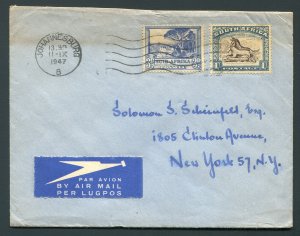 1947 Johannesburg, South Africa to New York, NY USA