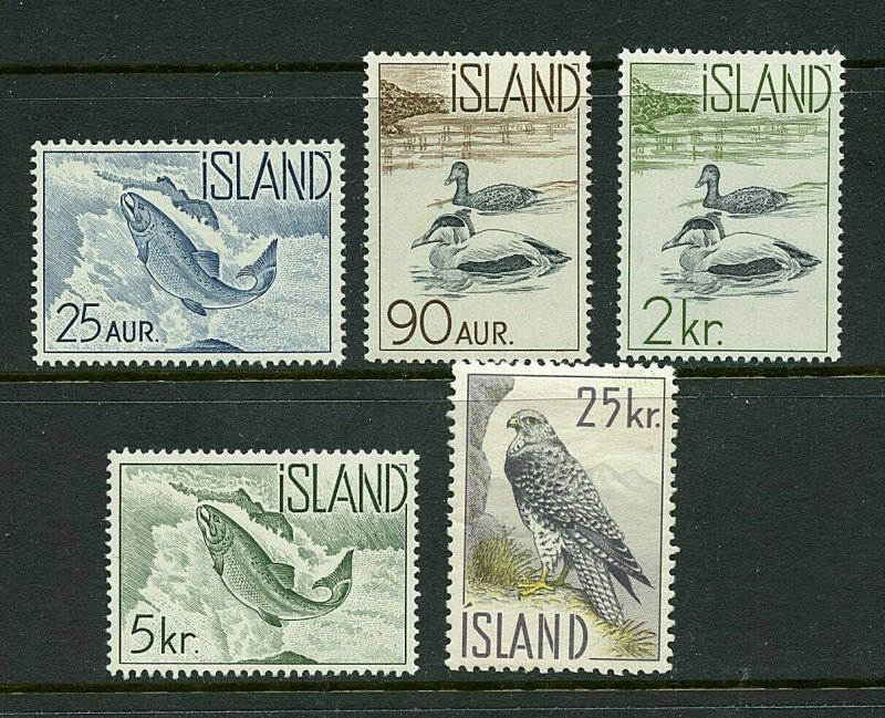 Iceland #319-323 (IC917) comp 1959-60 fish & ducks, M, NH, H, F-VF