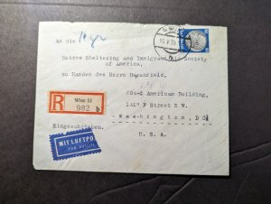 1939 Registered Germany Airmail Cover Vienna to Washington DC USA