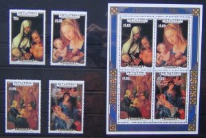 Aitutaki 1986 Christmas Paintings by Durer set & Miniature Sheet MNH