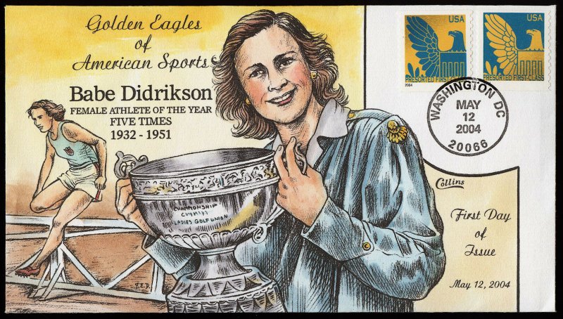 Collins Handpainted FDC : Babe Didrikson Female Athlete of the year (5/12/2004)