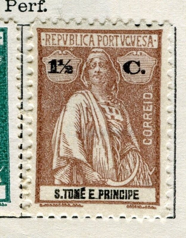 PORTUGAL; ST.THOMAS PRINCE 1914 early Ceres issue fine Mint hinged 1.5c. value