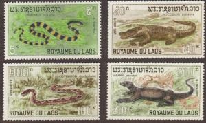 Laos #156-59 reptiles MH cpl set