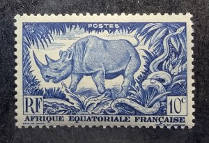 French Equatorial Africa 1946 Scott 166 MH - 10c, Rhinoceros