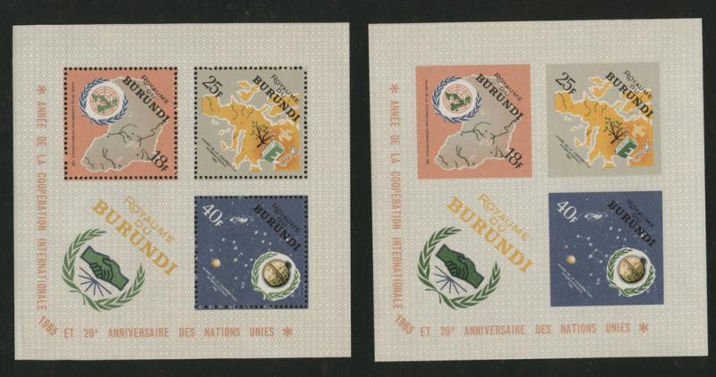 Burundi Scott 140a MNH** ICY Sheets 1965  Perf and Imperf