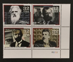 U.S. 1996 #3064a Plate Block, Pioneers of Communication, MNH(see note).