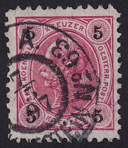 Austria - 1890 - Scott #54 - used - ALA-KUFSTEIN F.P.A. No. 63 train pmk