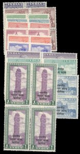 India #M44-55 Cat$210, 1953 Korea Custodial Unit, complete set in blocks of f...