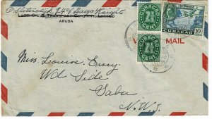 Curacao 1946 Aruba cancel on cover to Saba