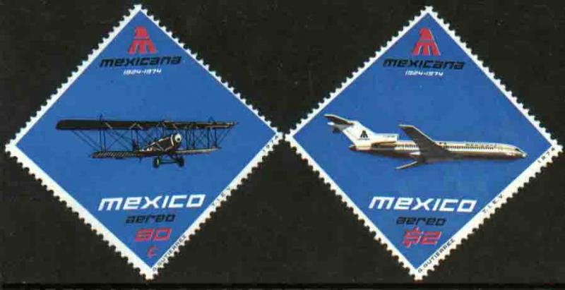 MEXICO C430-C431, 50th Anniversary of Mexicana Airlines MINT, NH. F-VF.