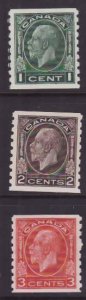 Canada-Sc#205-7- id17-unused small hinge remnant og  KGV Medallion coil set-1 