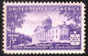 1941, US 3c, Statehood Vermont, MNH, Sc 903