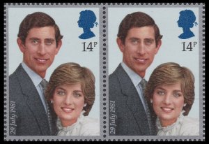 GB 1160 Royal Wedding 14p horz pair (2 stamps) MNH 1981