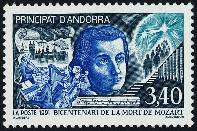 Andorra FR 409 MNH Wolfgang Amadeus Mozart, Music, Instruments