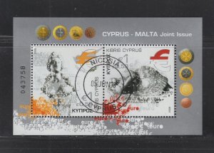 Cyprus #1088 (2008 Euro Malta Joint issue sheet) VF used CV $5.50