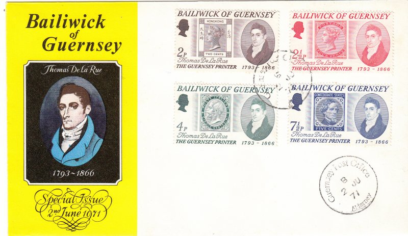 Guernsey De La Rue 1971 FDC pmk Alderney