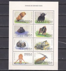 Angola, Scott cat. 1027 A-H. Wild Animals sheet of 8. ^