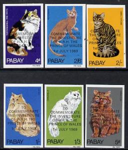 Pabay 1969 Cats imperf set of 6 with Prince of Wales over...