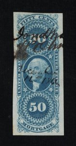 EXCELLENT GENUINE SCOTT #R59a FINE 1862-71 BLUE 1ST ISSUE MORTGAGE IMPERFORATE