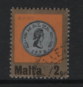 Malta   #443  used  1972  coins 2c