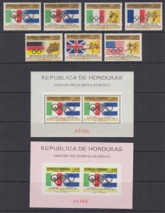 Honduras Sc C429-C435  MNH. 1968 Mexico City Olympics w/ 2 Souvenir Sheets
