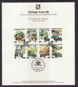 Marshall Islands 796 Cars 2002 Ceremony U/A FDC