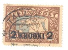 Estonia Sc 106 1930 2 k ovpt om 300m Map stamp used
